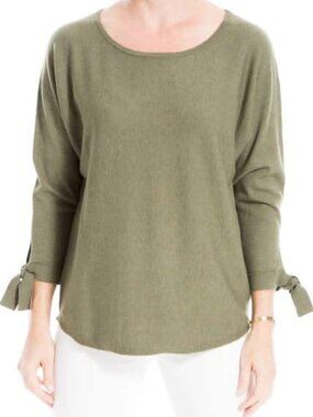 MAX STUDIO Tie Sleeve Scoop Neck Sweater